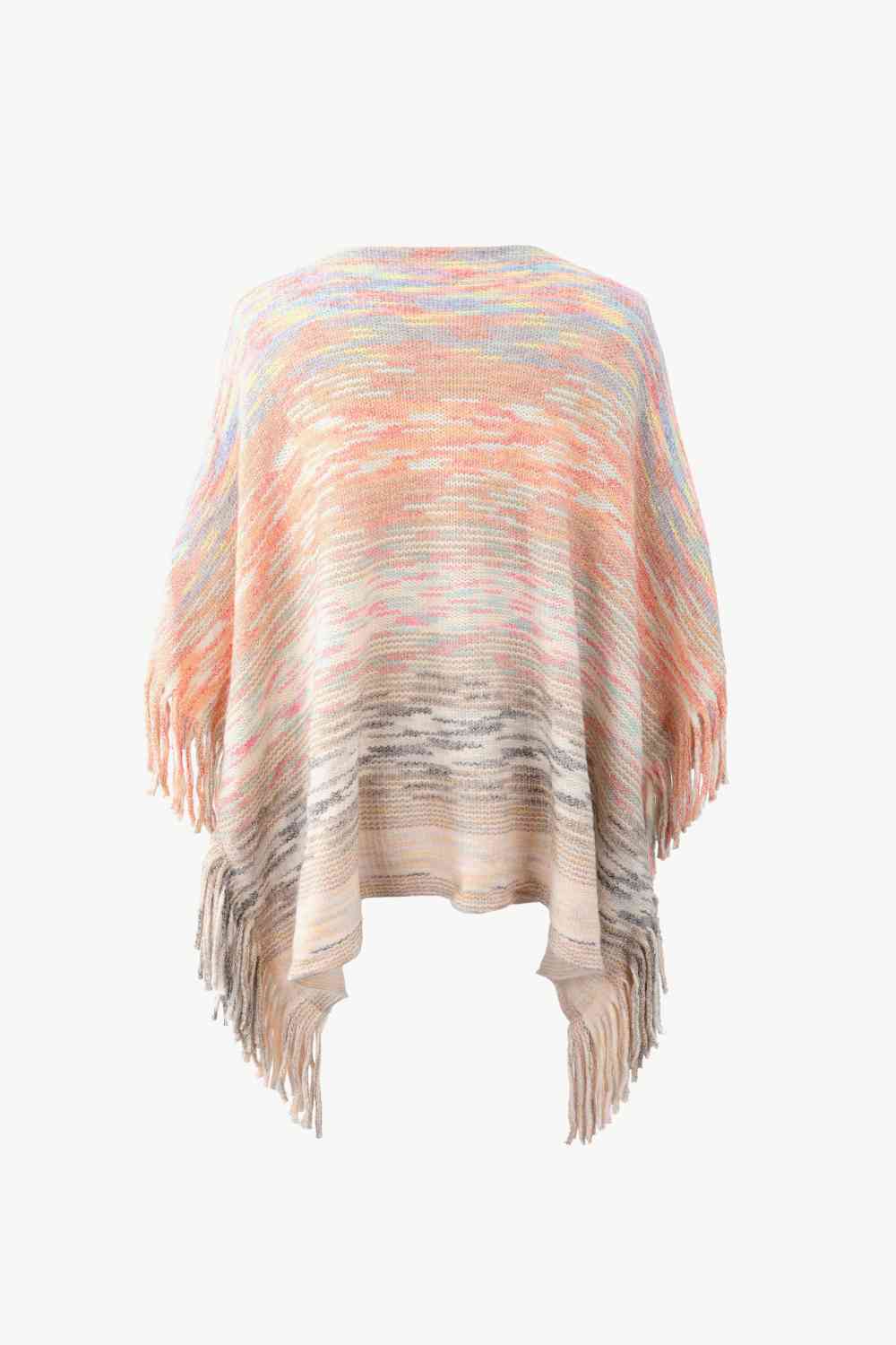 Round Neck Fringe Detail Poncho