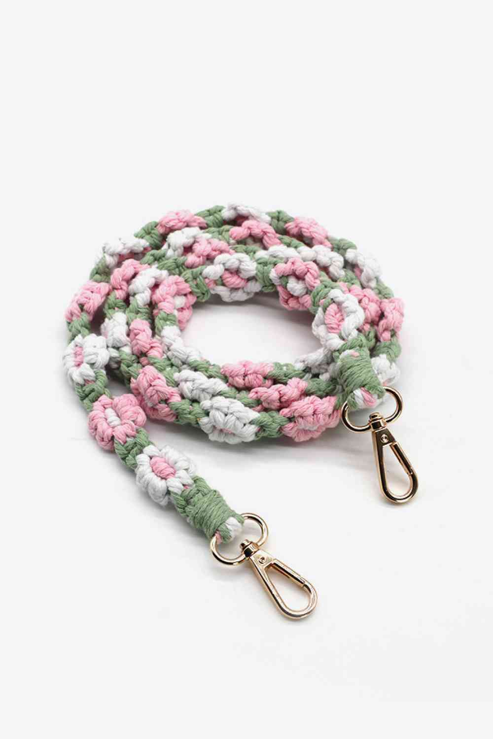 Macrame Flower Lanyard Pink/Green One Size