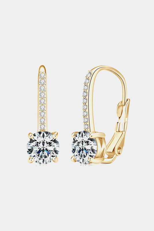 2 Carat Moissanite 925 Sterling Silver Earrings Gold One Size