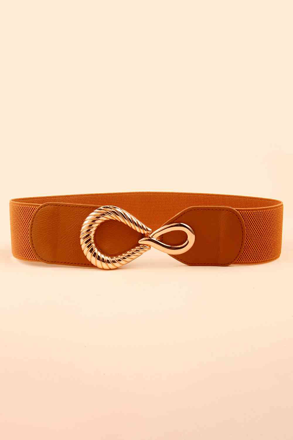 Ribbed Alloy Buckle Elastic Belt Ochre One Size