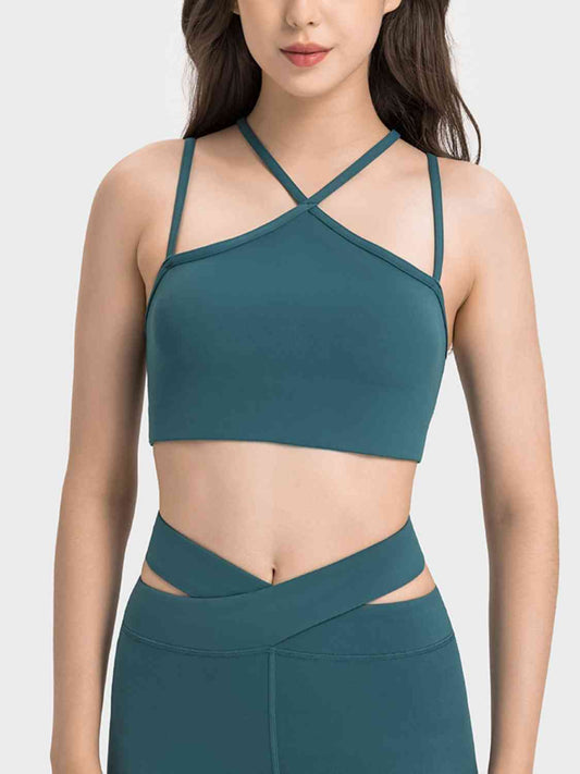 Double-Strap Cropped Sports Cami Teal