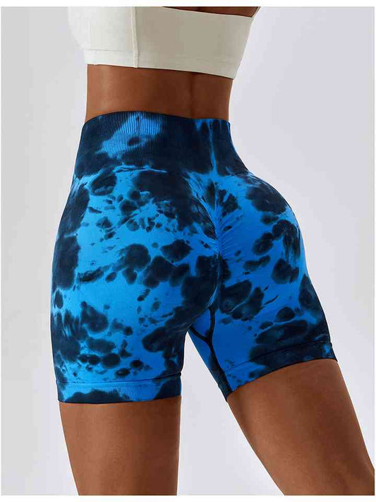 Tie Dye Wide Waistband Sports Shorts Sky Blue