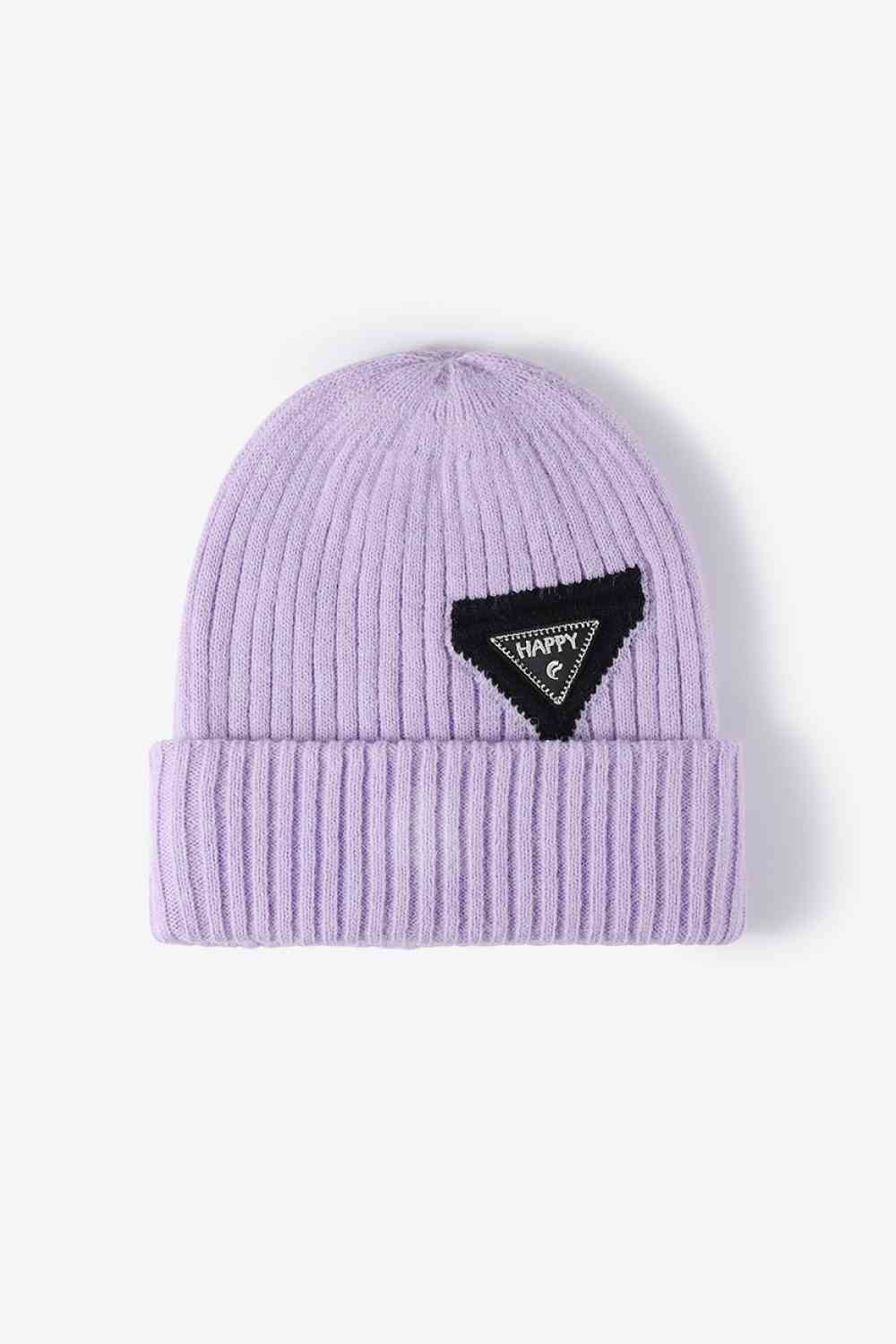 HAPPY Contrast Beanie Purple One Size