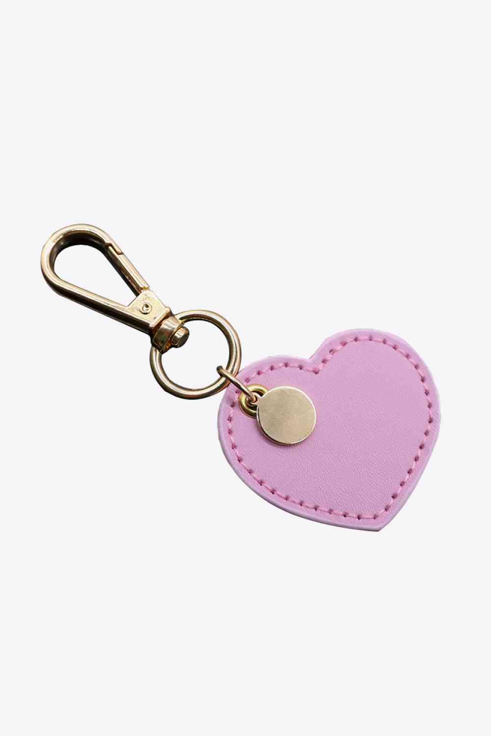 Assorted 4-Pack Heart Shape PU Leather Keychain Pink Lavender One Size