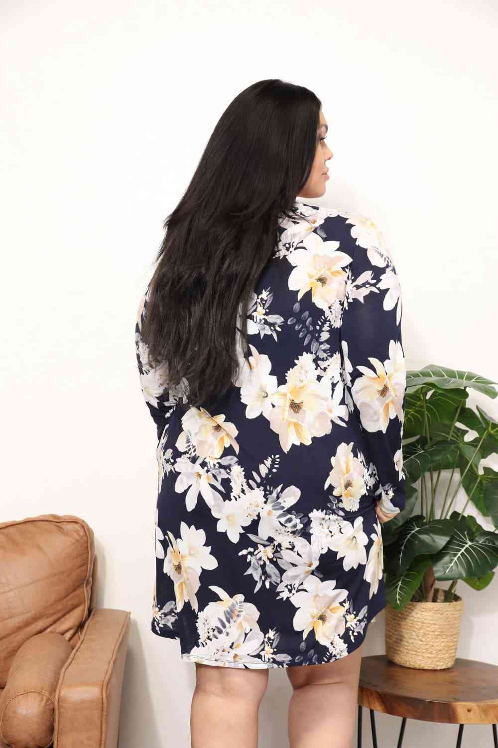 Sew In Love Full Size Flower Print Shirt Dress