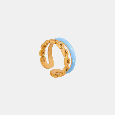 Enamel 18K Gold-Plated Open Ring Pastel Blue 7