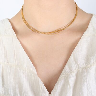 18K Gold-Plated Multi-Layer Clavicle Chain Necklace Gold One Size