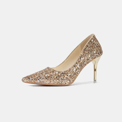 Glittered Stiletto Heel Pumps Gold/ 3.15 in
