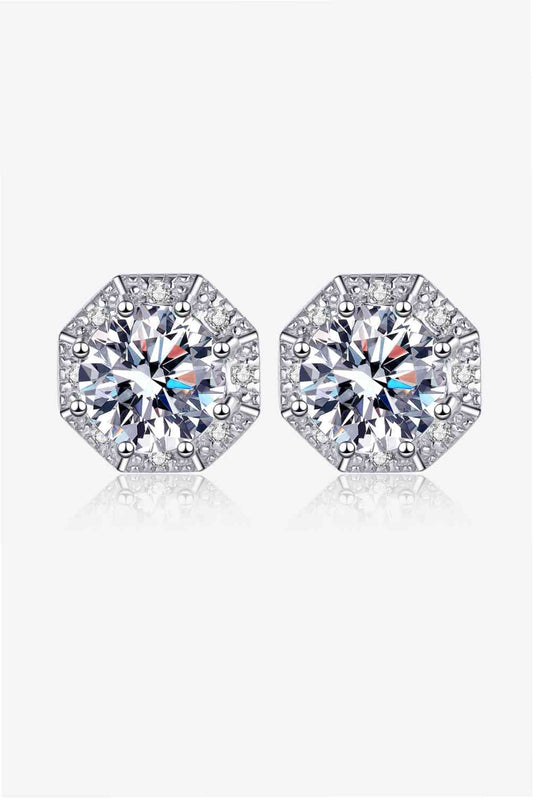 2 Carat Moissanite 925 Sterling Silver Stud Earrings Silver One Size