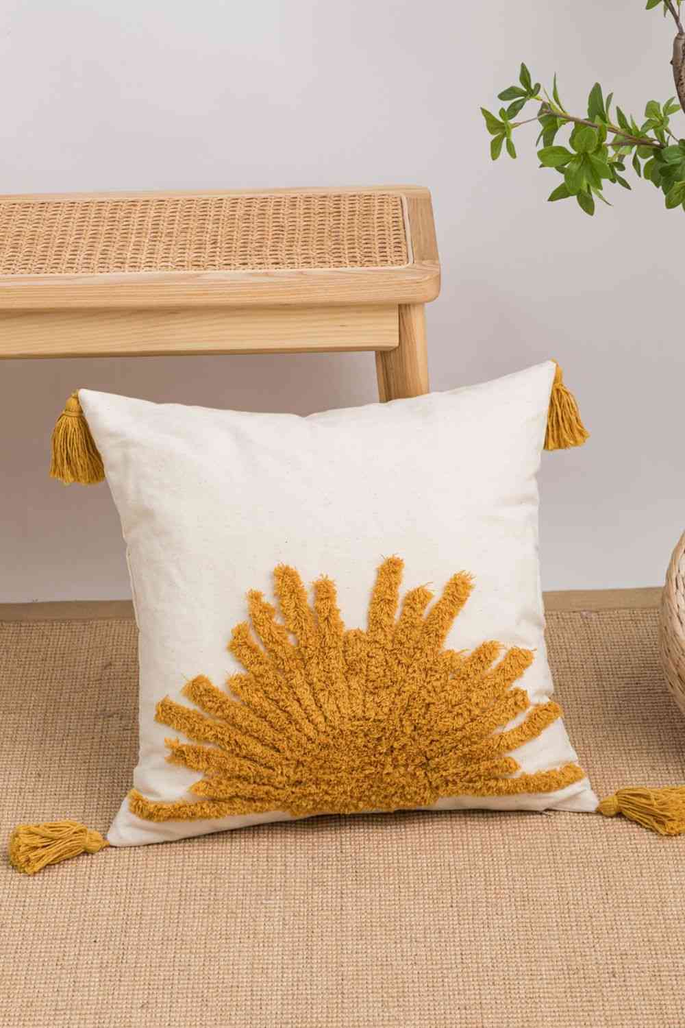 Sun Graphic Tassel Decorative Throw Pillow Case Sunburst One Size