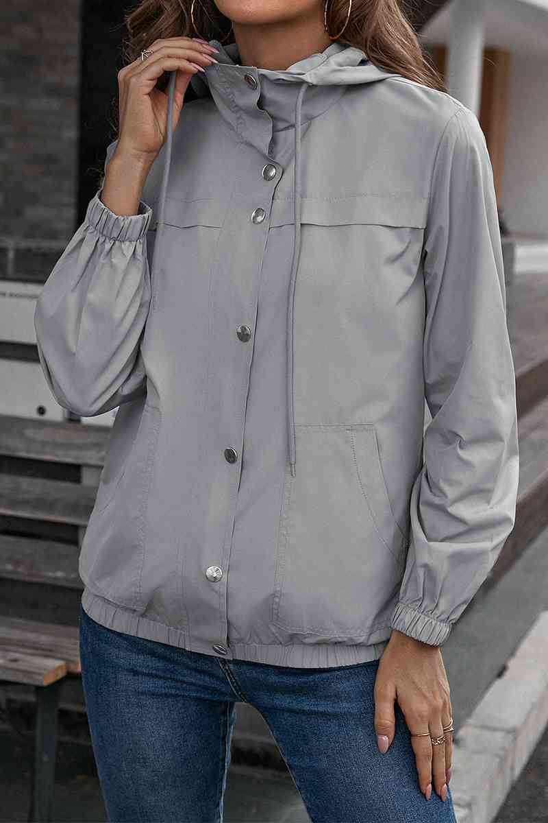 Button-Down Long Sleeve Sports Jacket Light Gray