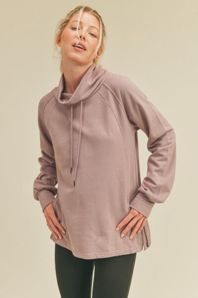 Kimberly C Drawstring Side Zip Sweatshirt Lavender