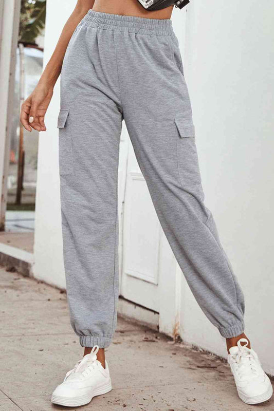 Pocketed Long Sweatpants Light Gray