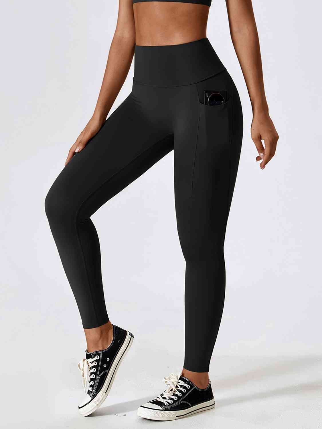 Wide Waistband Sports Pants Black