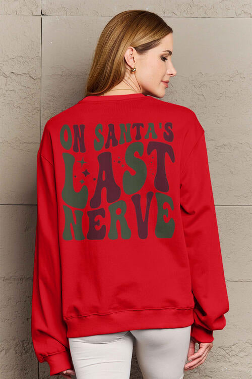 Simply Love Full Size Letter Graphic Long Sleeve Sweatshirt Scarlet