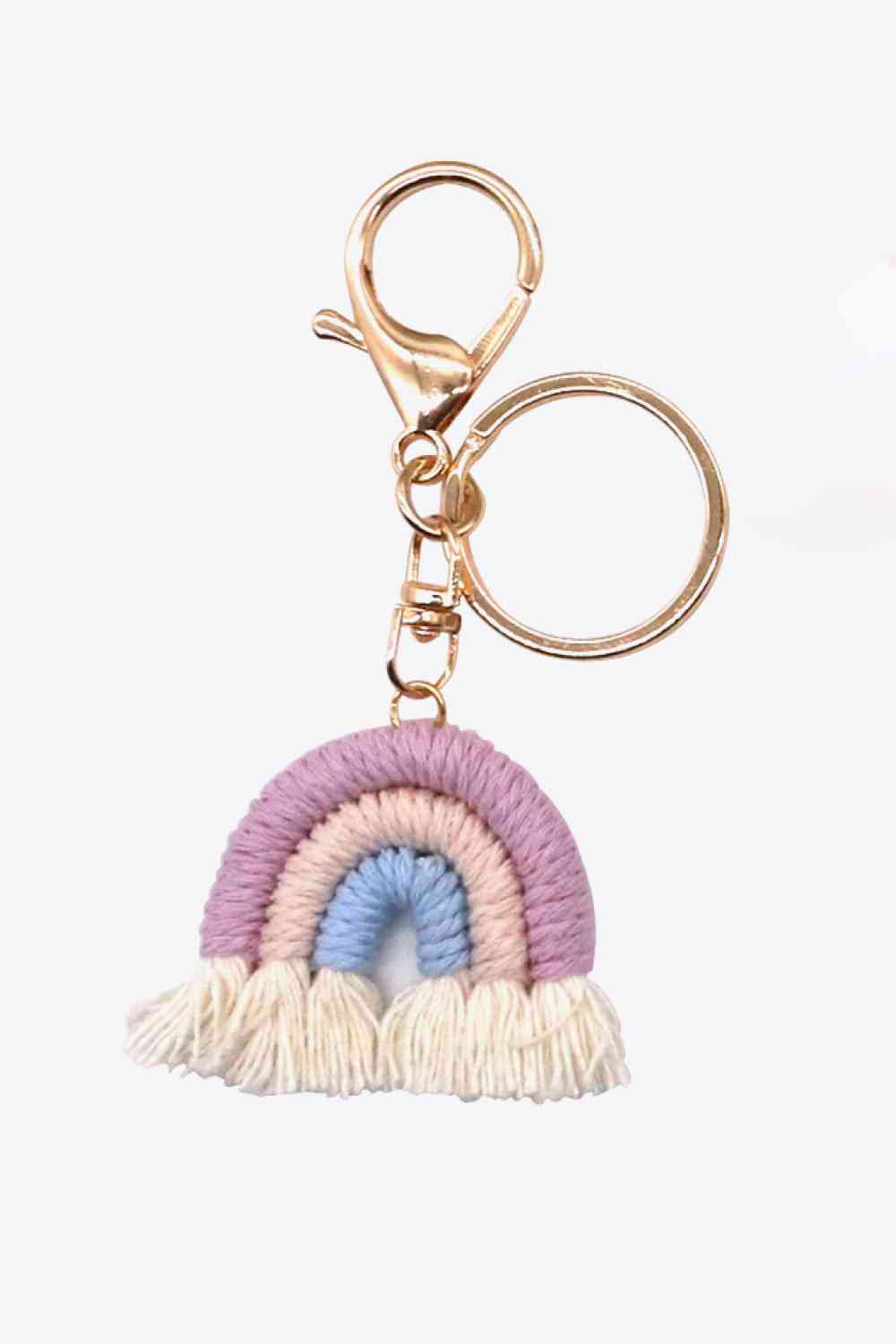 Assorted 4-Pack Rainbow Fringe Keychain Lilac/Eggshell/Blue One Size