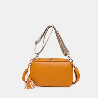 Tassel PU Leather Crossbody Bag Pumpkin One Size