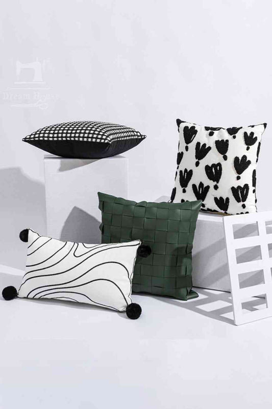 4-Pack Zip Closure Decorative Throw Pillow Cases Black/White/Green One Size