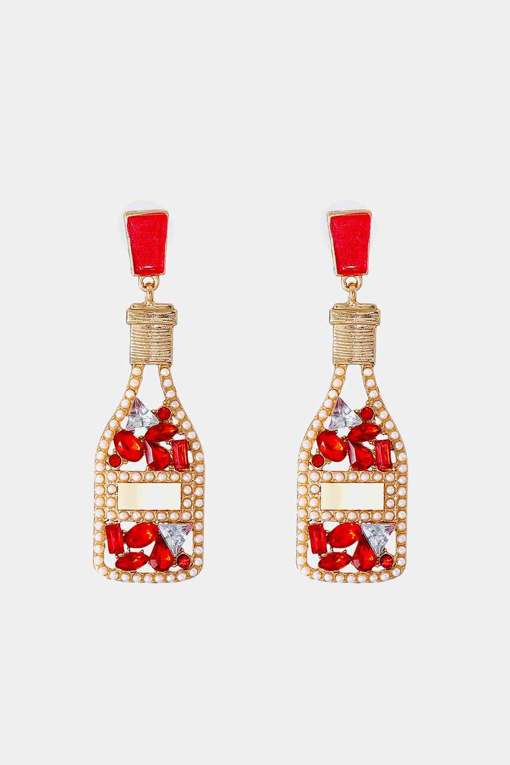 Wine Shape Zinc Alloy Acrylic Dangle Earrings Red One Size