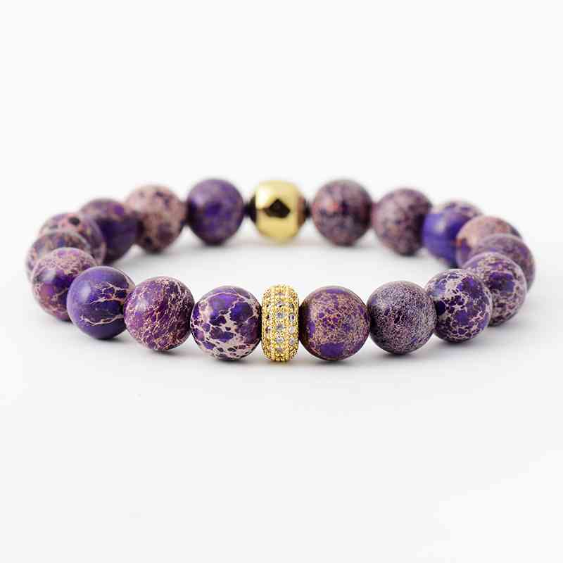 Natural Stone Beaded Bracelet Purple One Size