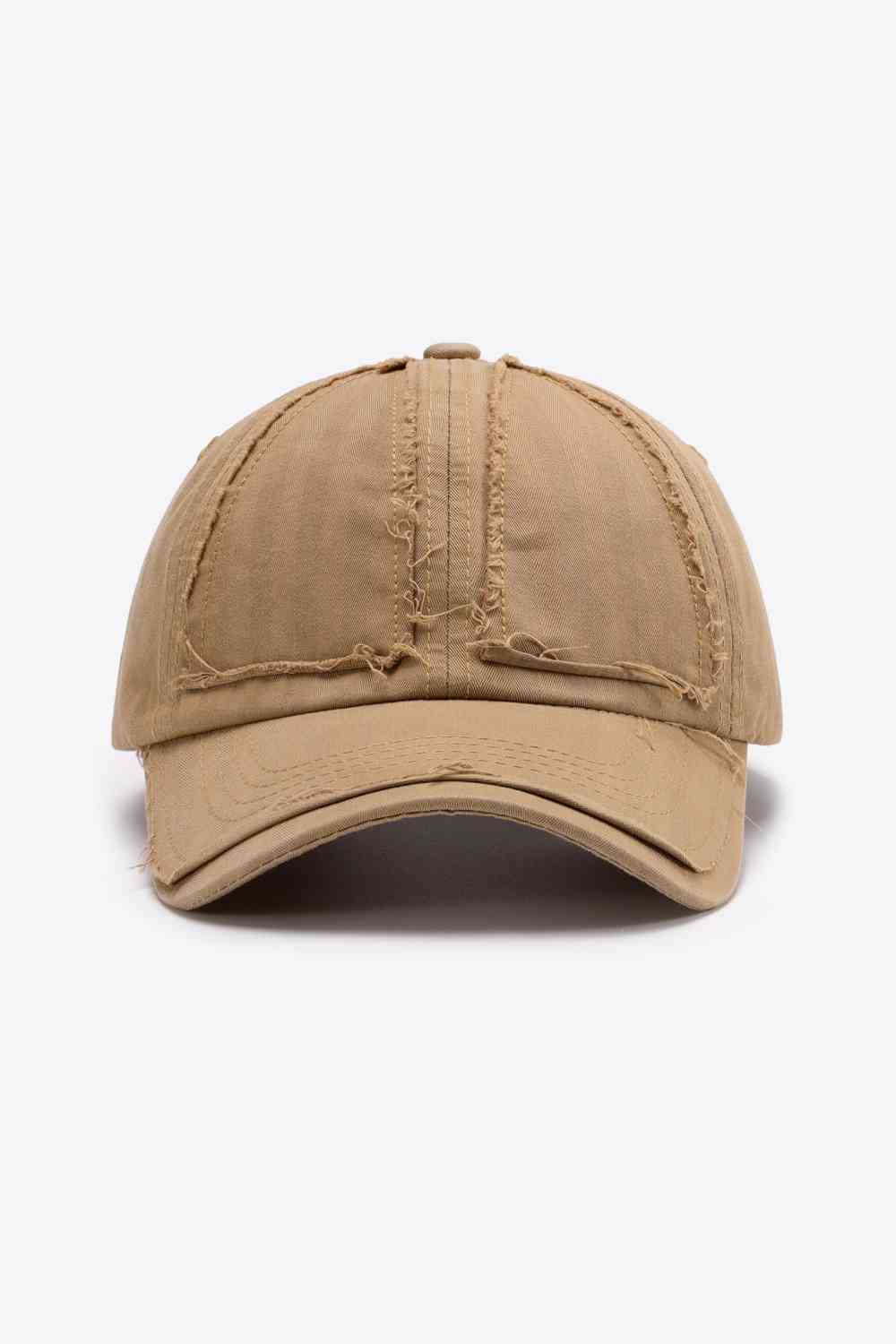 Distressed Adjustable Baseball Cap Camel One Size