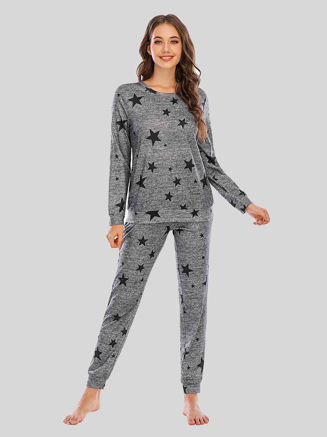 Star Top and Pants Lounge Set Charcoal