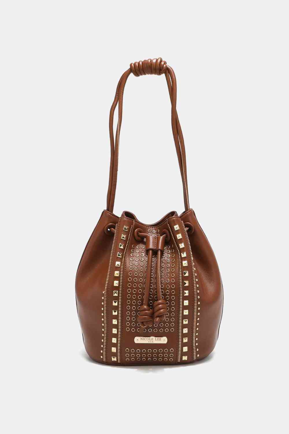 Nicole Lee USA Amy Studded Bucket Bag Brown One Size