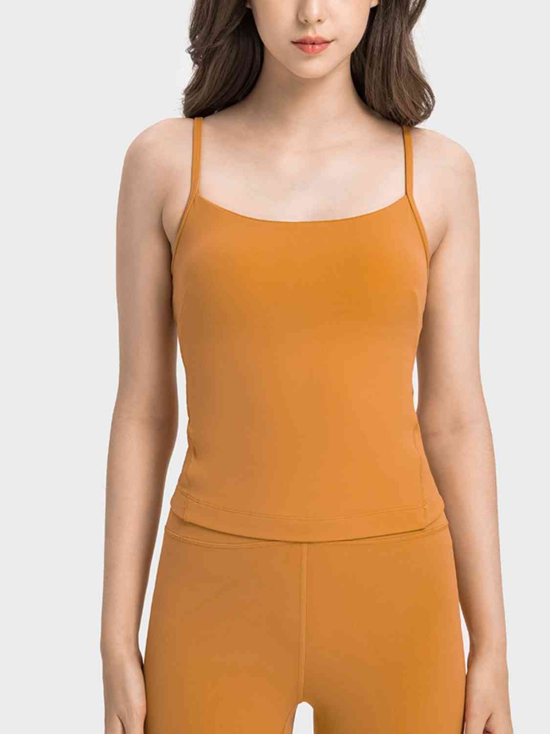 Crisscross Cutout Sports Cami Mustard