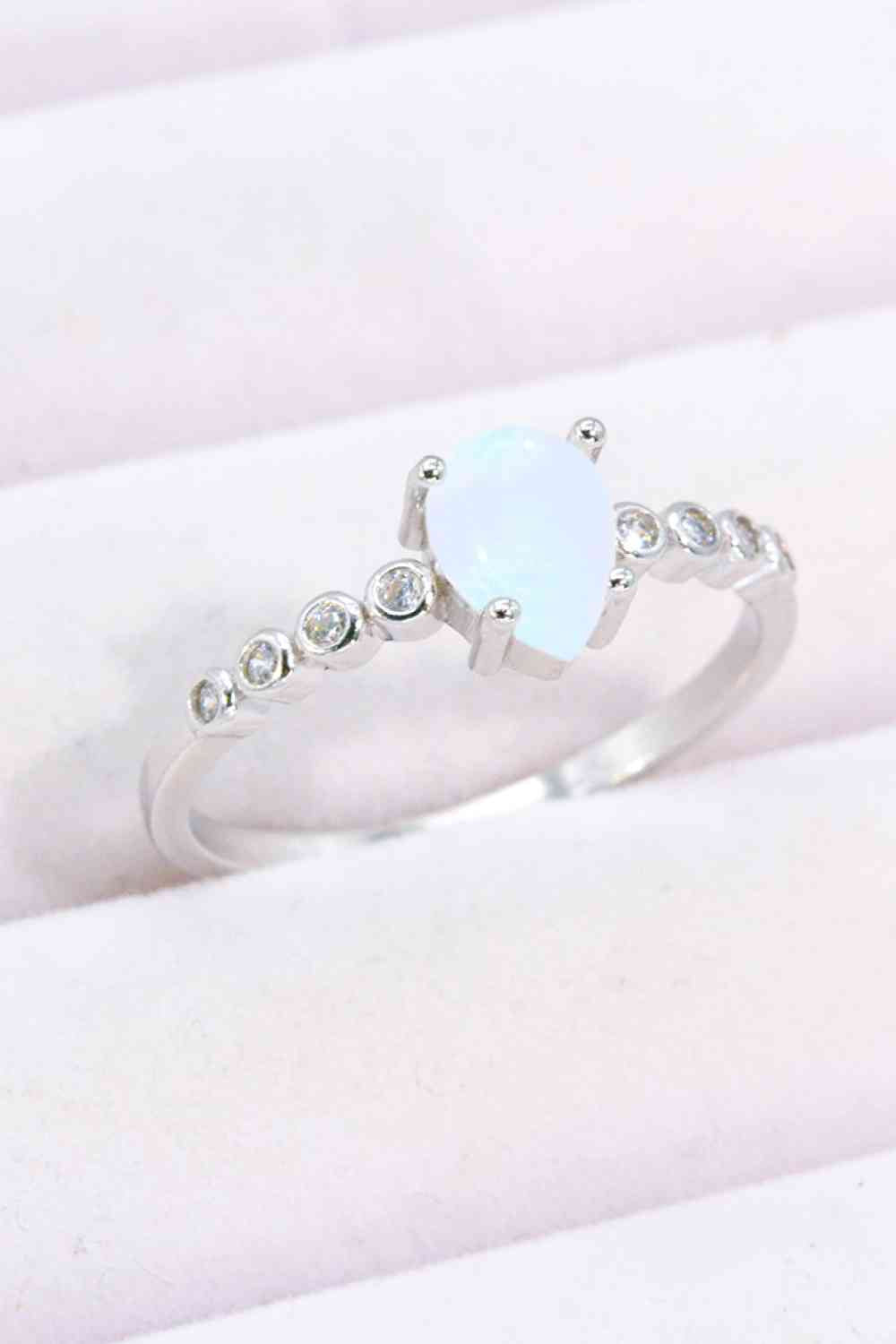 Teardrop Natural Moonstone Ring Moonstone