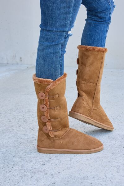 Forever Link Warm Fur Lined Flat Boots TAN