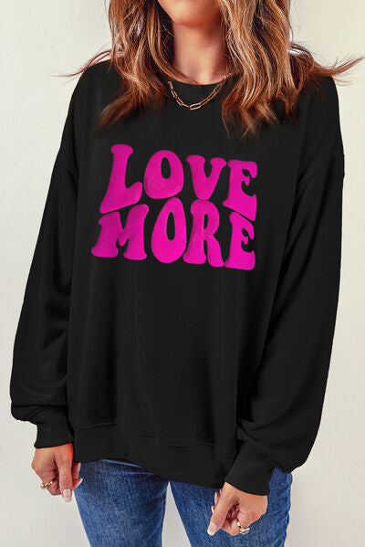 LOVE MORE Round Neck Sweatshirt Black