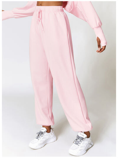 Drawstring Pocketed Active Joggers Blush Pink