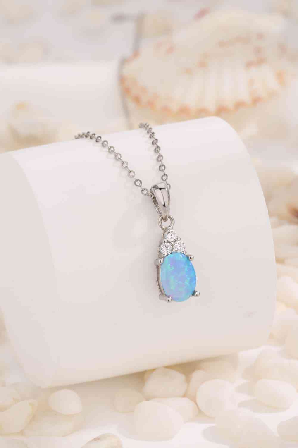 Find Your Center Opal Pendant Necklace Sky Blue One Size