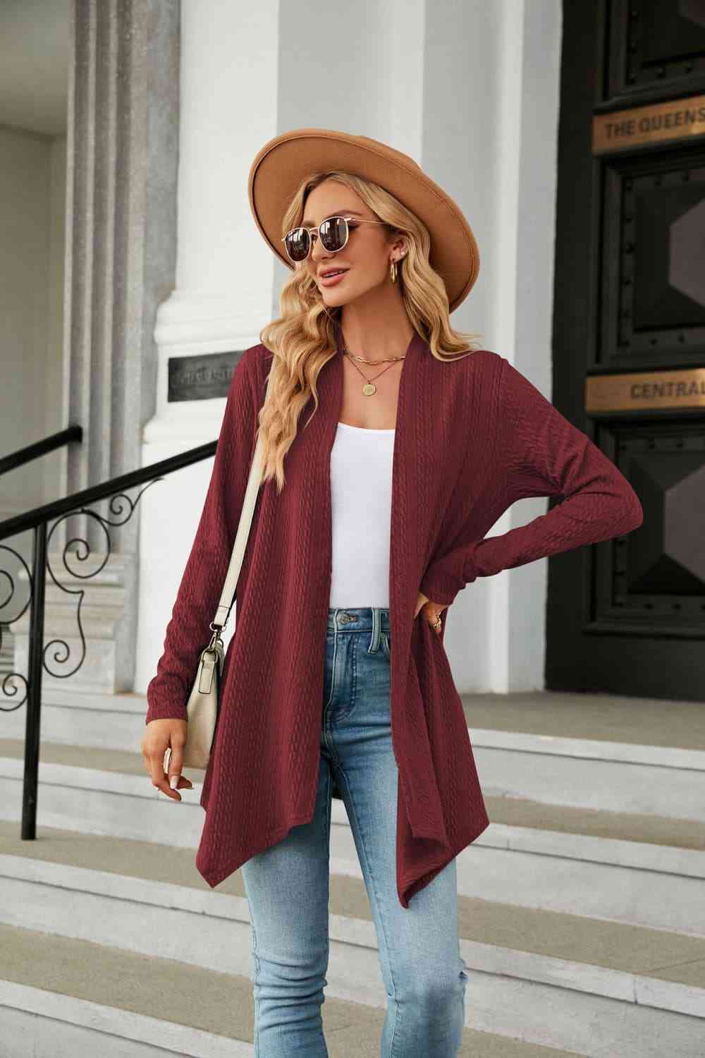 Long Sleeve Cardigan Wine