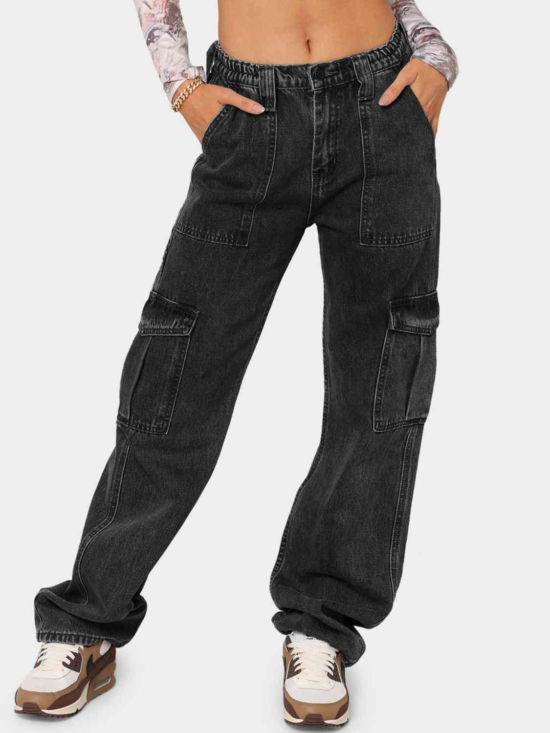 Straight Jeans with Pockets Dark