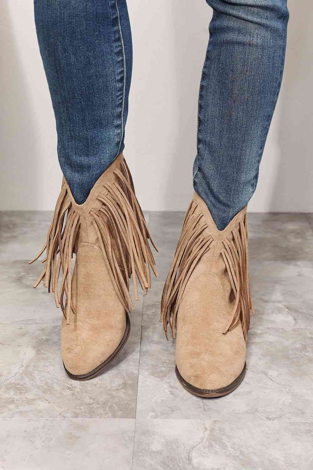 Legend Women's Fringe Cowboy Western Ankle Boots Tan
