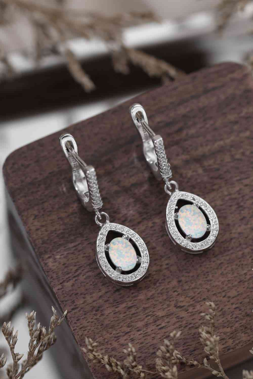 Opal Pear Shaped Drop Earrings White One Size