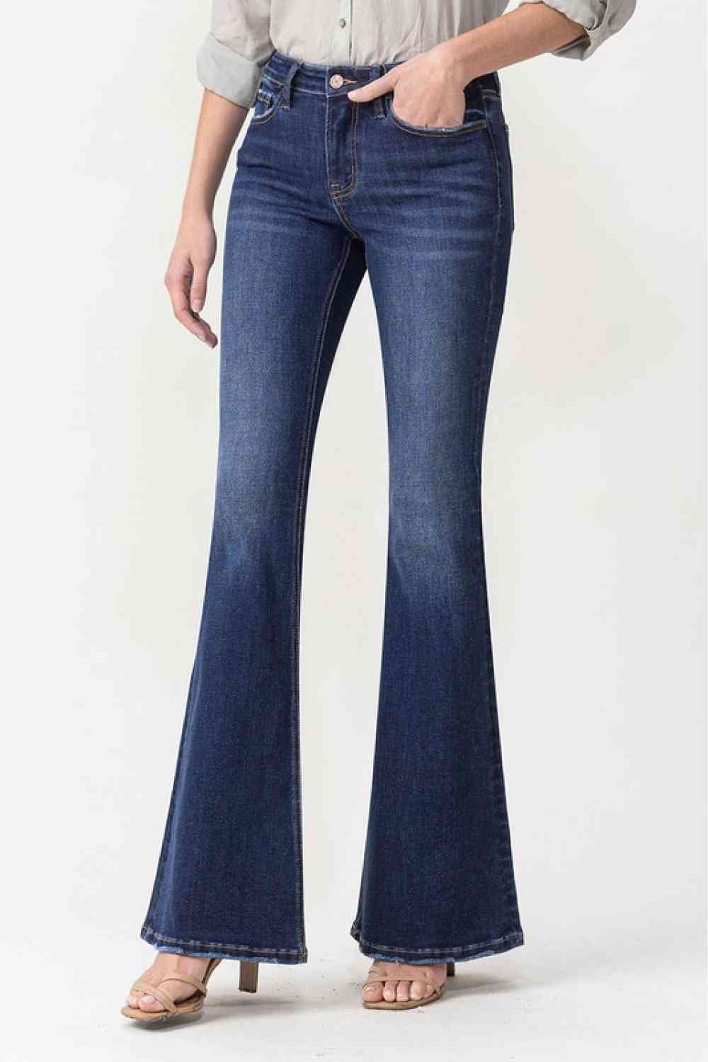 Lovervet Full Size Joanna Midrise Flare Jeans Dark
