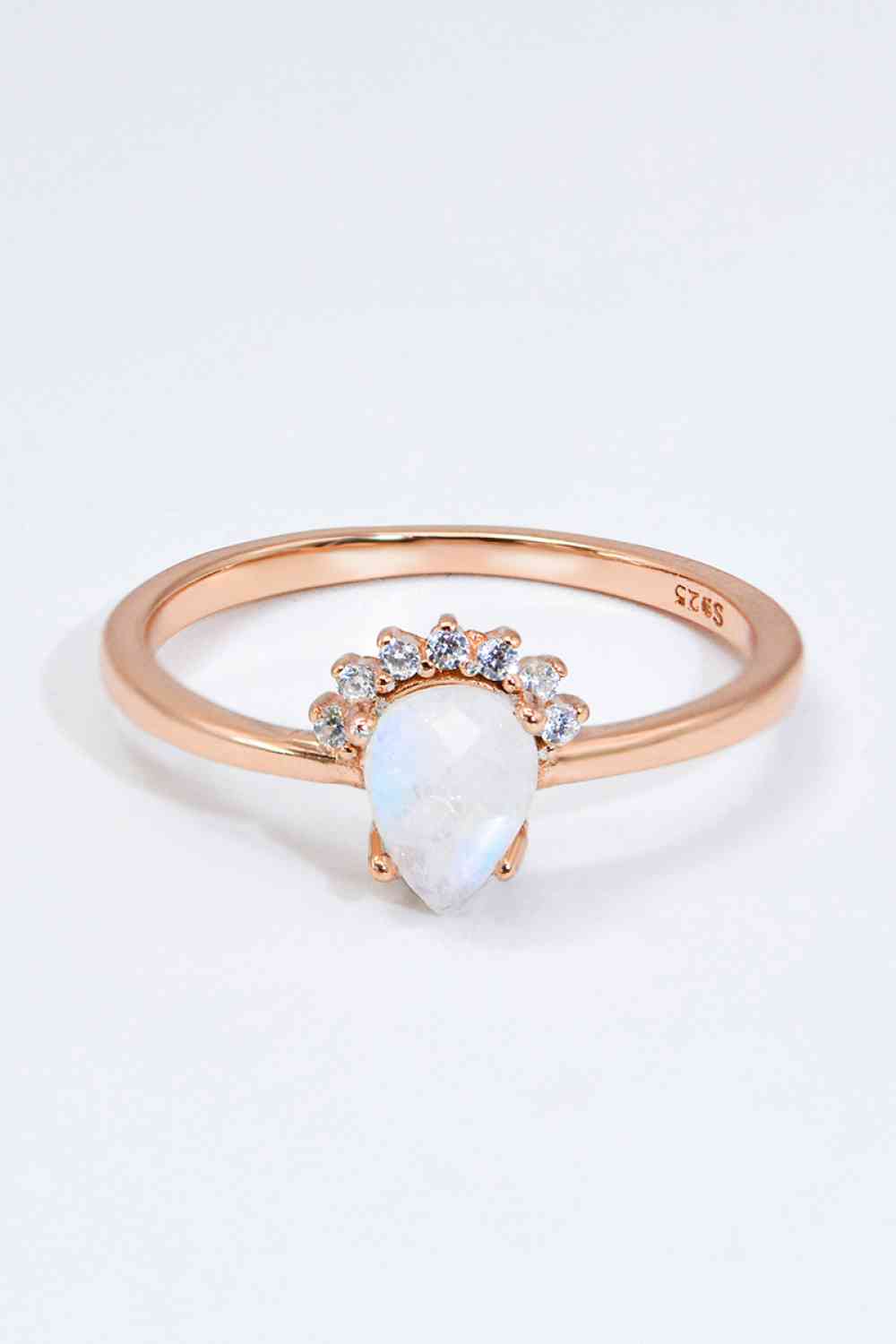 18K Rose Gold-Plated Pear Shape Natural Moonstone Ring Rose Gold