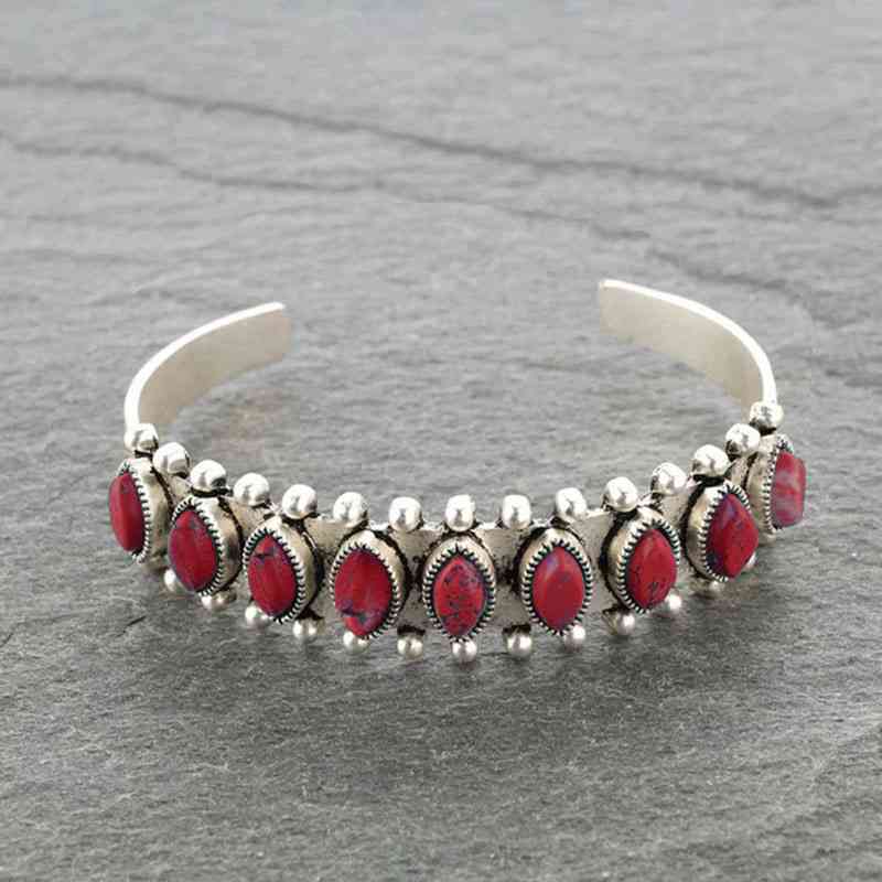 Turquoise Open Bracelet Deep Red One Size