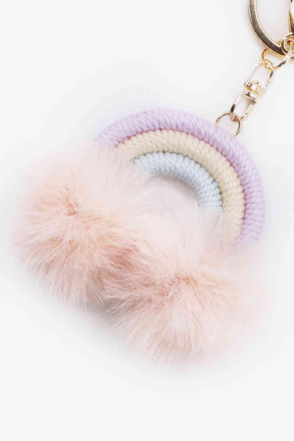 Assorted 4-Pack Rainbow Pom Pom Keychain