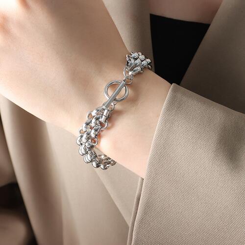Gold-Plated Toggle Clasp Bracelet Silver One Size