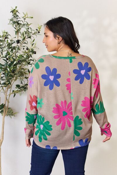 Hopely Full Size Floral V-Neck Long Sleeve Top