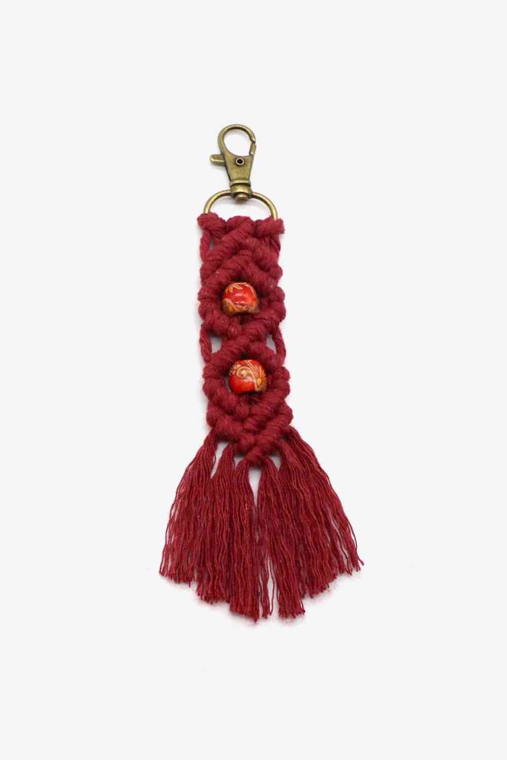 Assorted 4-Pack Handmade Macrame Fringe Keychain Wine One Size