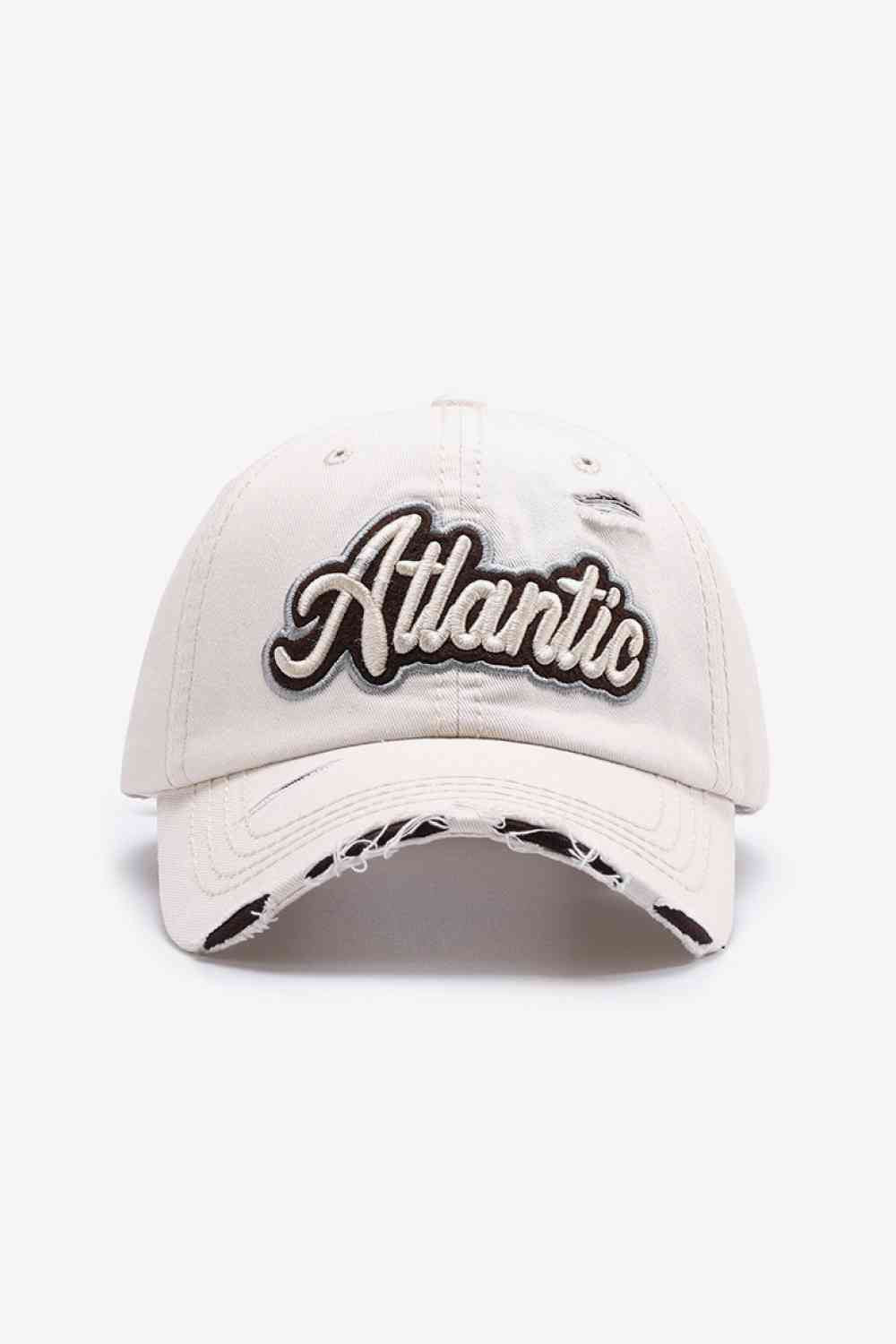 ATLANTIC Graphic Distressed Baseball Cap Cream One Size