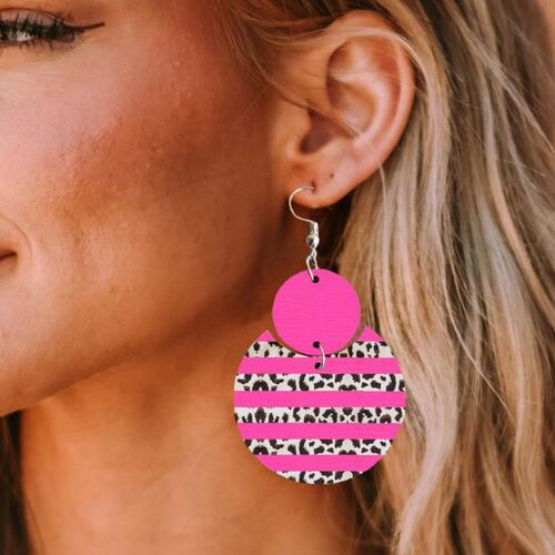 Xylem Leopard Dangle Earrings Hot Pink One Size