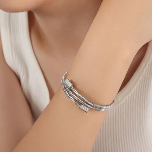 Titanium Steel Wrap Bracelet Silver One Size