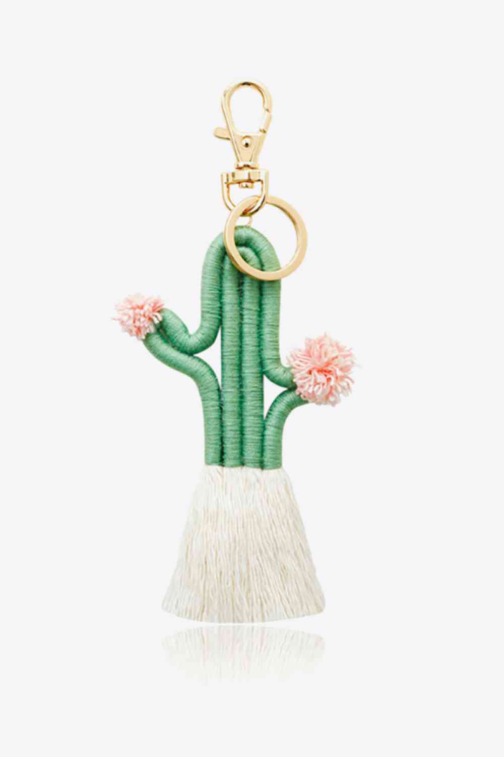 Cactus Keychain with Fringe Mid Green One Size