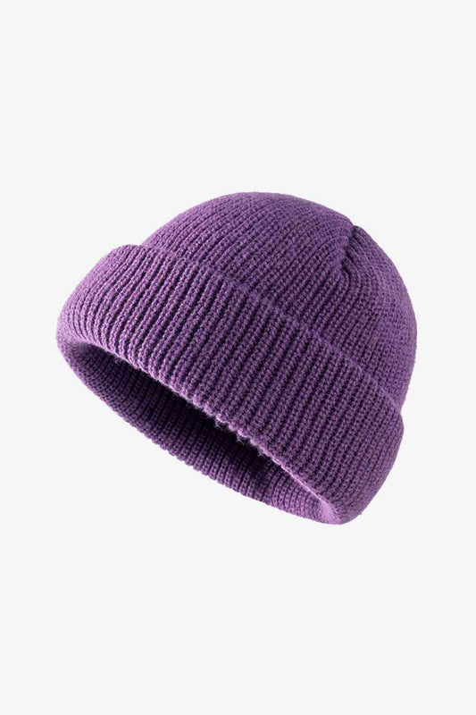 Calling For Winter Rib-Knit Beanie Purple One Size