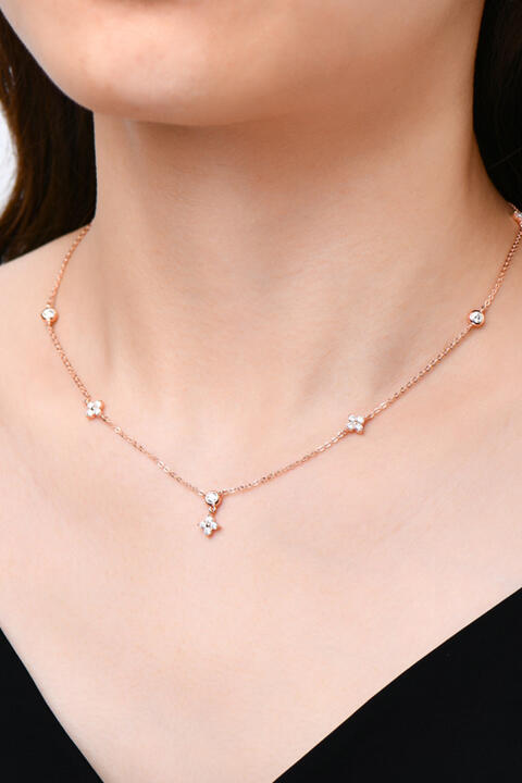 Moissanite 925 Sterling Silver Necklace Rose Gold One Size